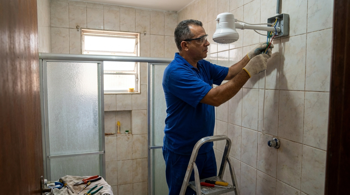 Substituição de Chuveiro Antigo em Goiânia‑GO